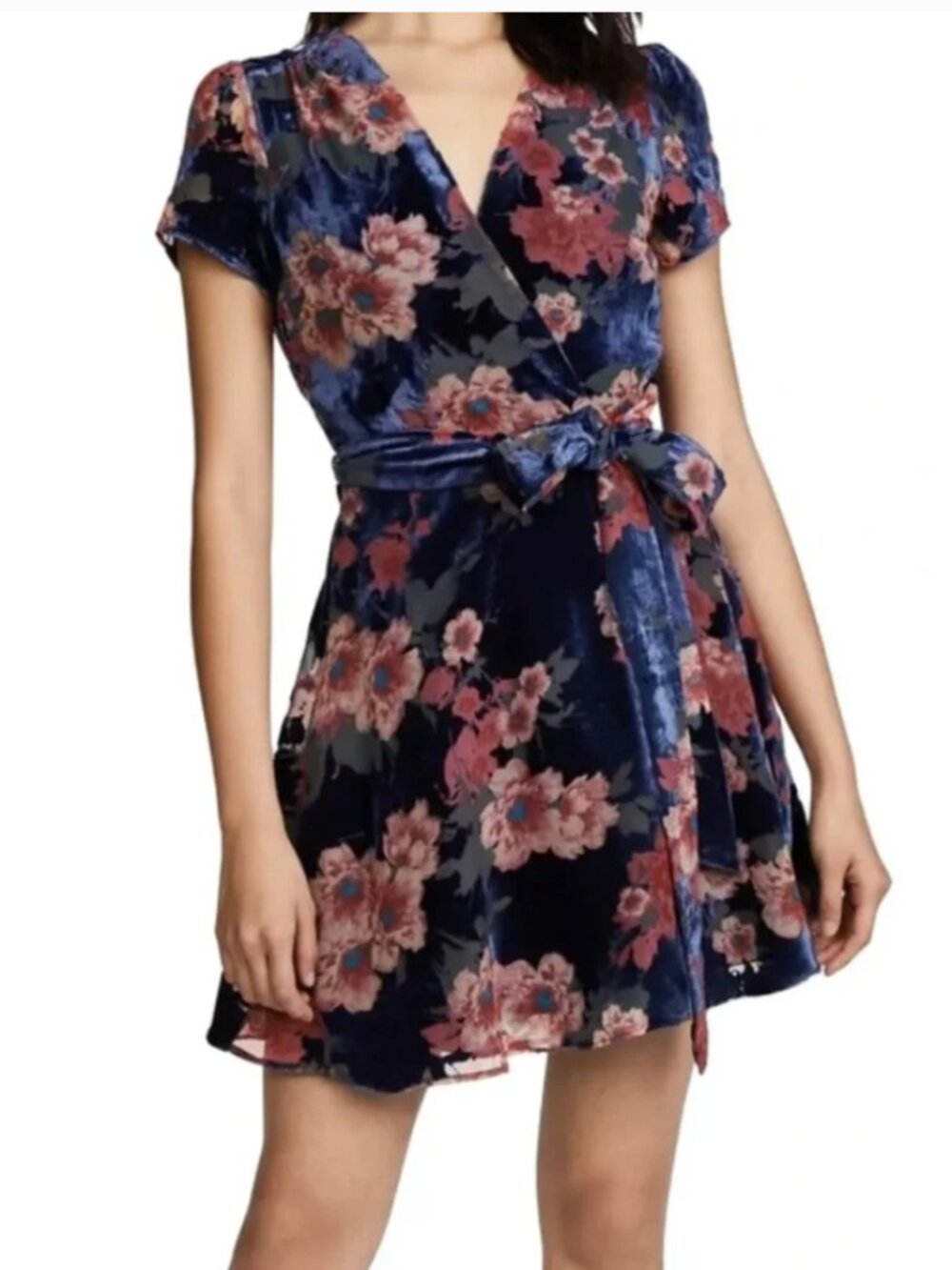 Yumi Kim Velvet Floral Wrap Dress